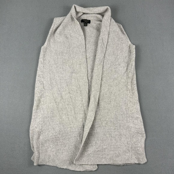 Charter Club 100% Cashmere Sweater Cardigan Womens Small Gray Open Front Long - Picture 1 of 7